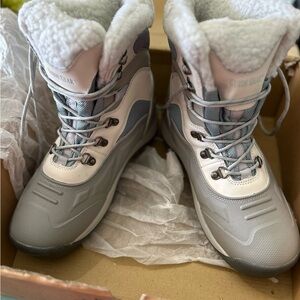Gray And Blue Winter Rain Boots with Durable Design